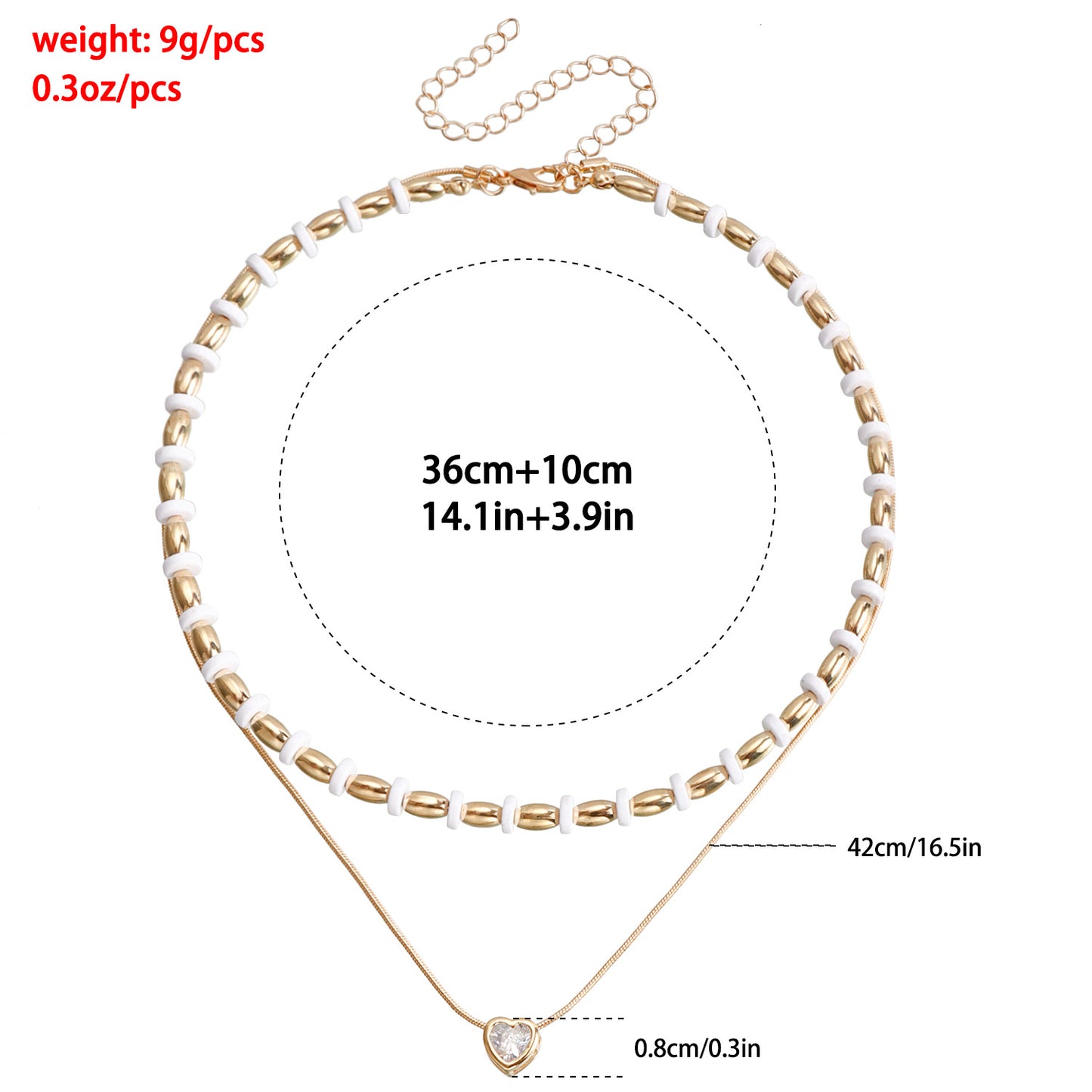 Minimalist Double-Layer Acrylic and Metal Heart Pendant Necklace for Women with Plated Finish and Clavicle Chain