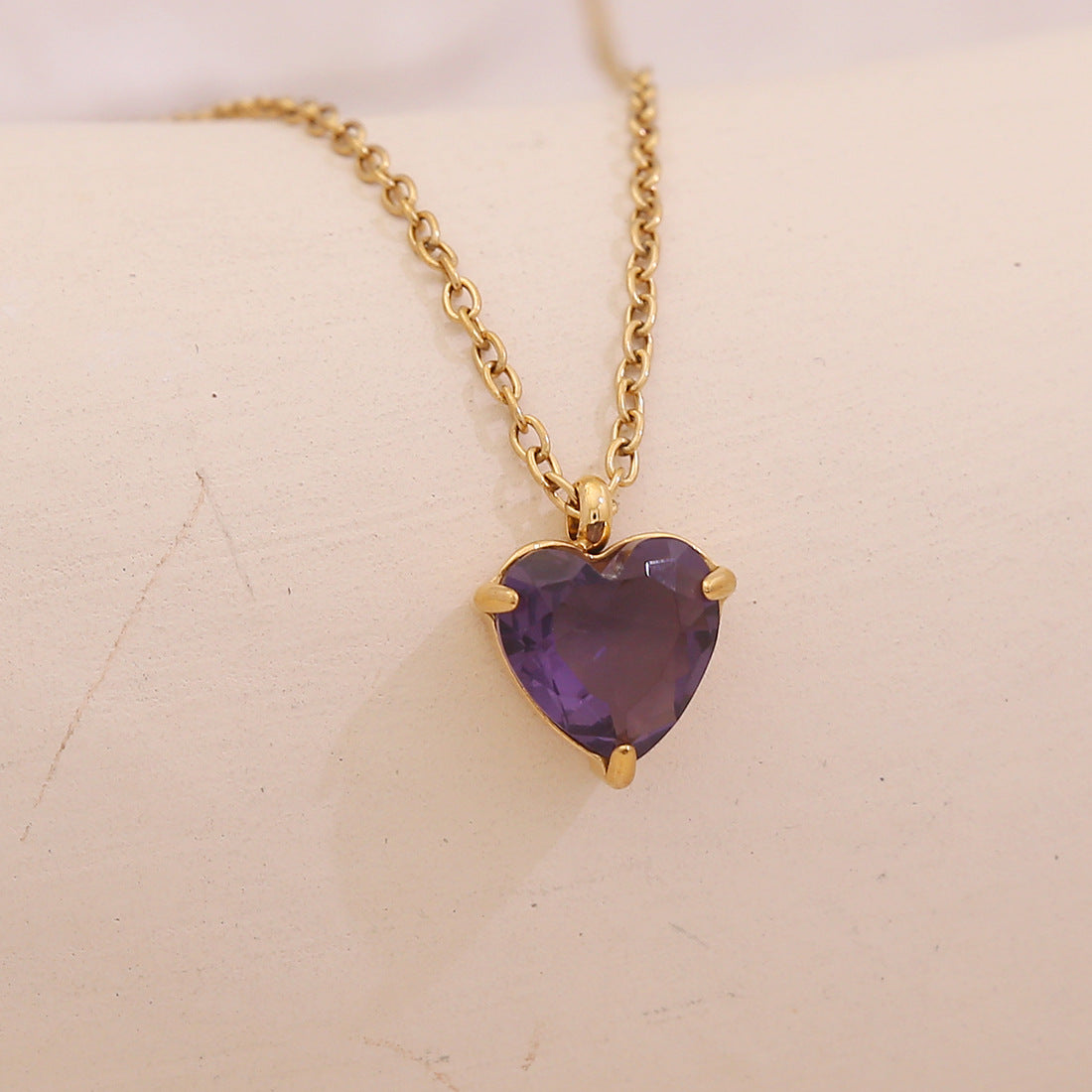 Collana con ciondolo a forma di cuore in acciaio inossidabile da donna, stile OL alla moda