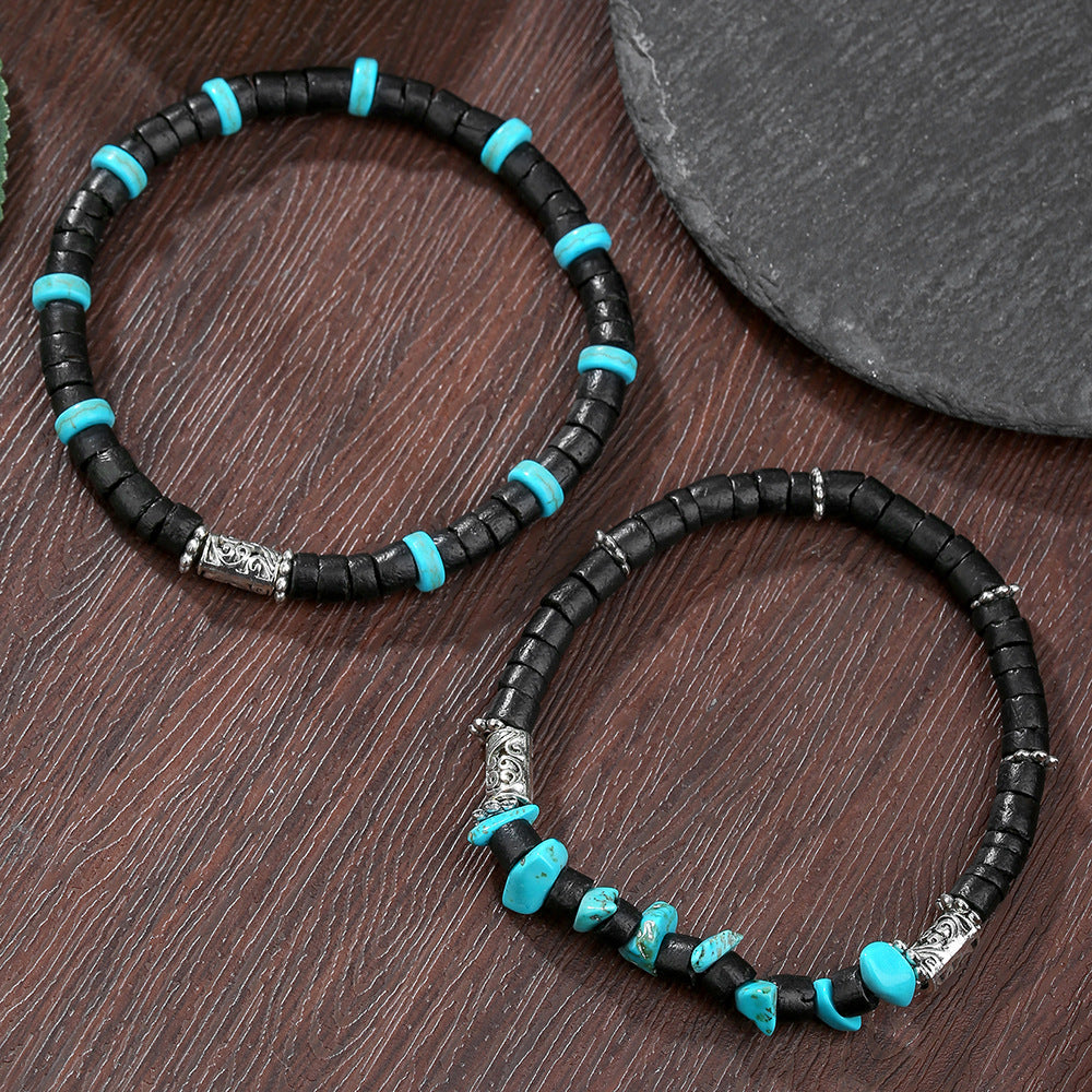 Bohemian Minimalist Geometric Hematite Amethyst Beaded Bracelet Handmade for Men and Women