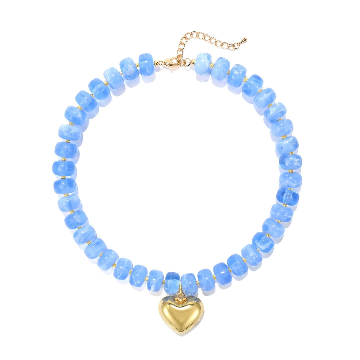 Fashionable Geometric Heart Acrylic Beaded Necklace for Women Casual Daily Wear Cable Chain