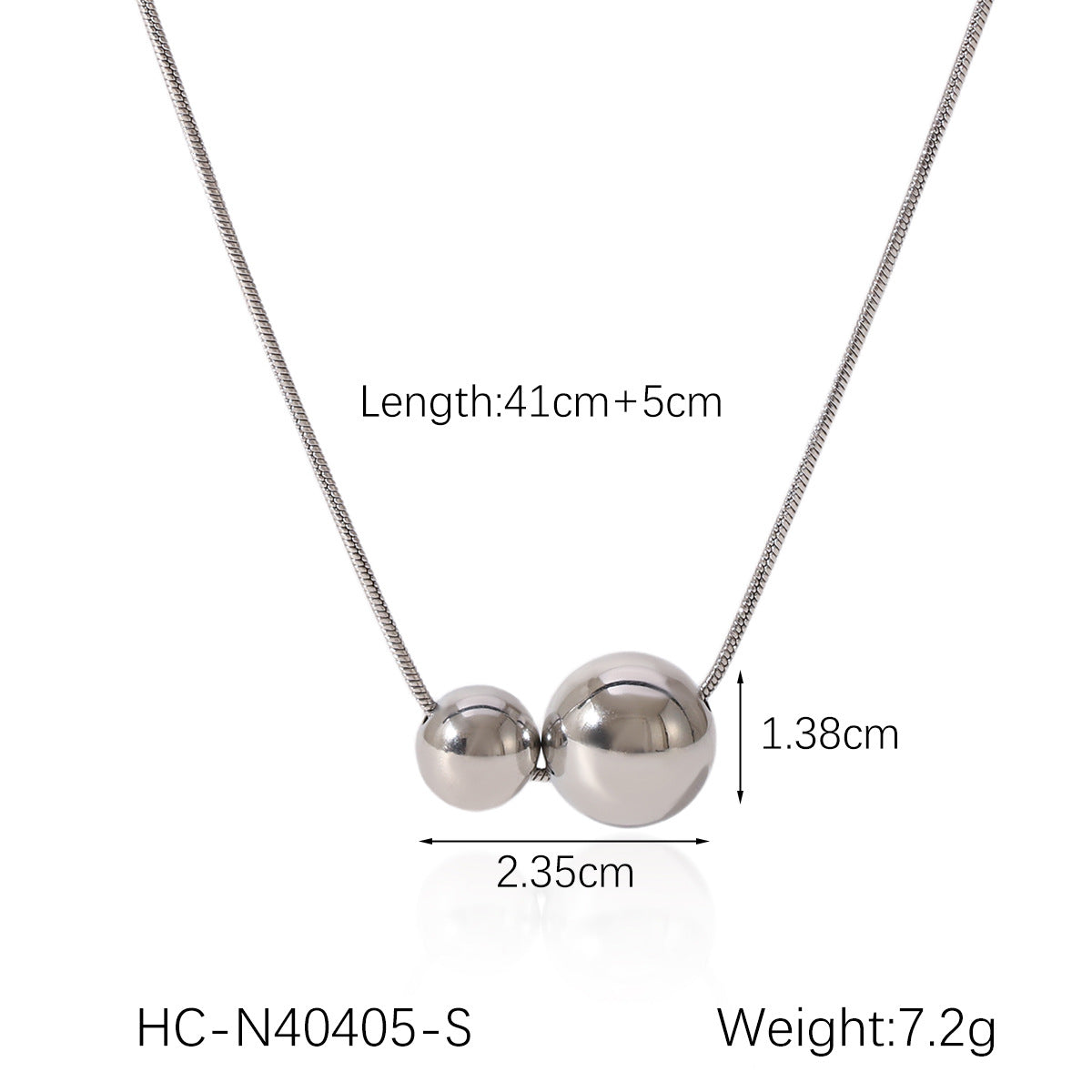 Minimalist Geometric Ball Pendant Necklace in Stainless Steel with Gold and Silver Plated Titanium Steel Accents Snake Chain Collar Jewelry for Women