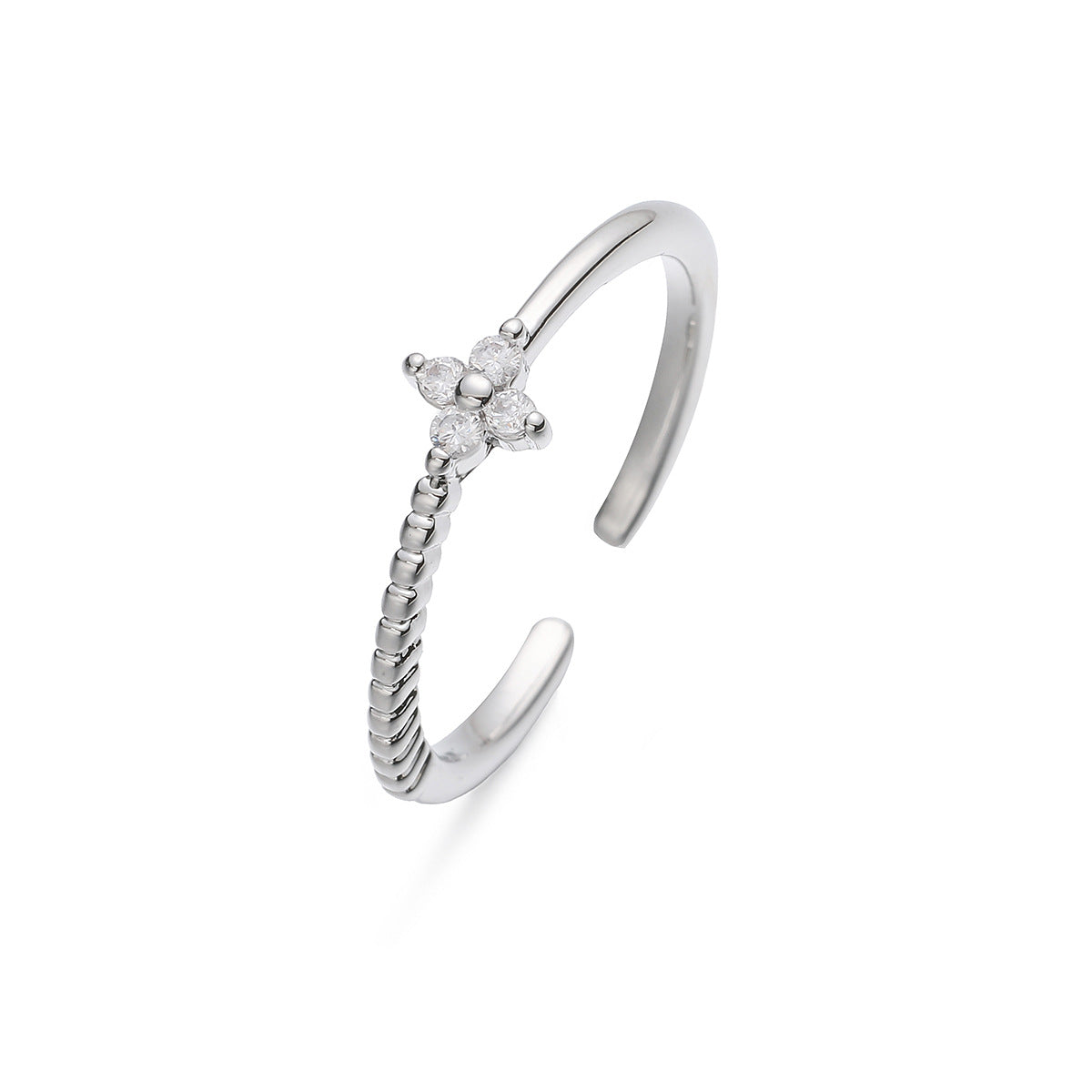Minimalist Elegant 18K Gold Plated Brass Geometric Ring with Cubic Zirconia Inlay for Women
