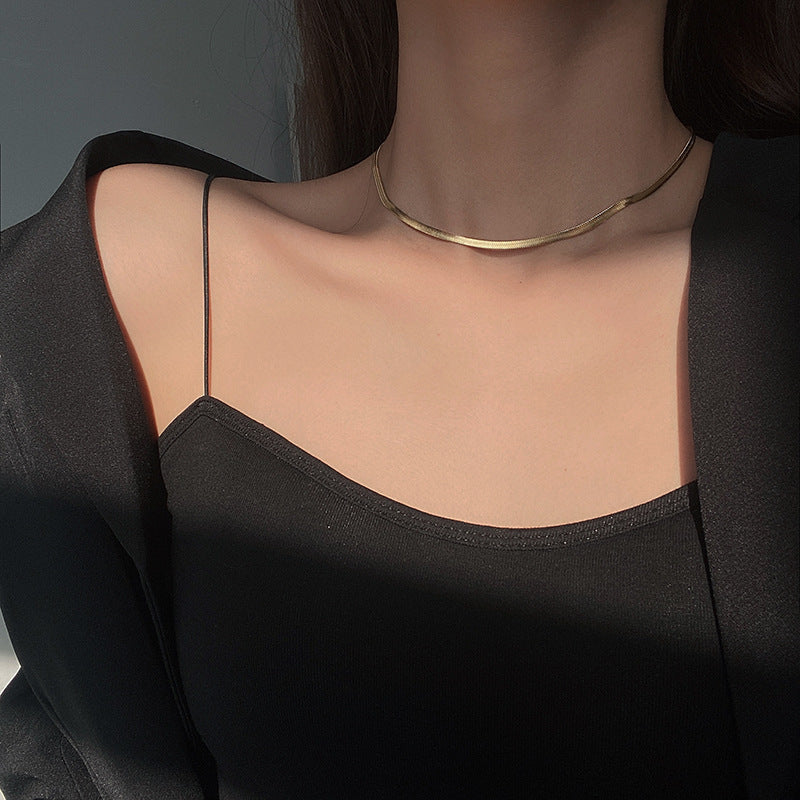 Collana a Catena a Serpente Minimalista Geometrica Placcata in Acciaio al Titanio per Unisex Stile Medaglione