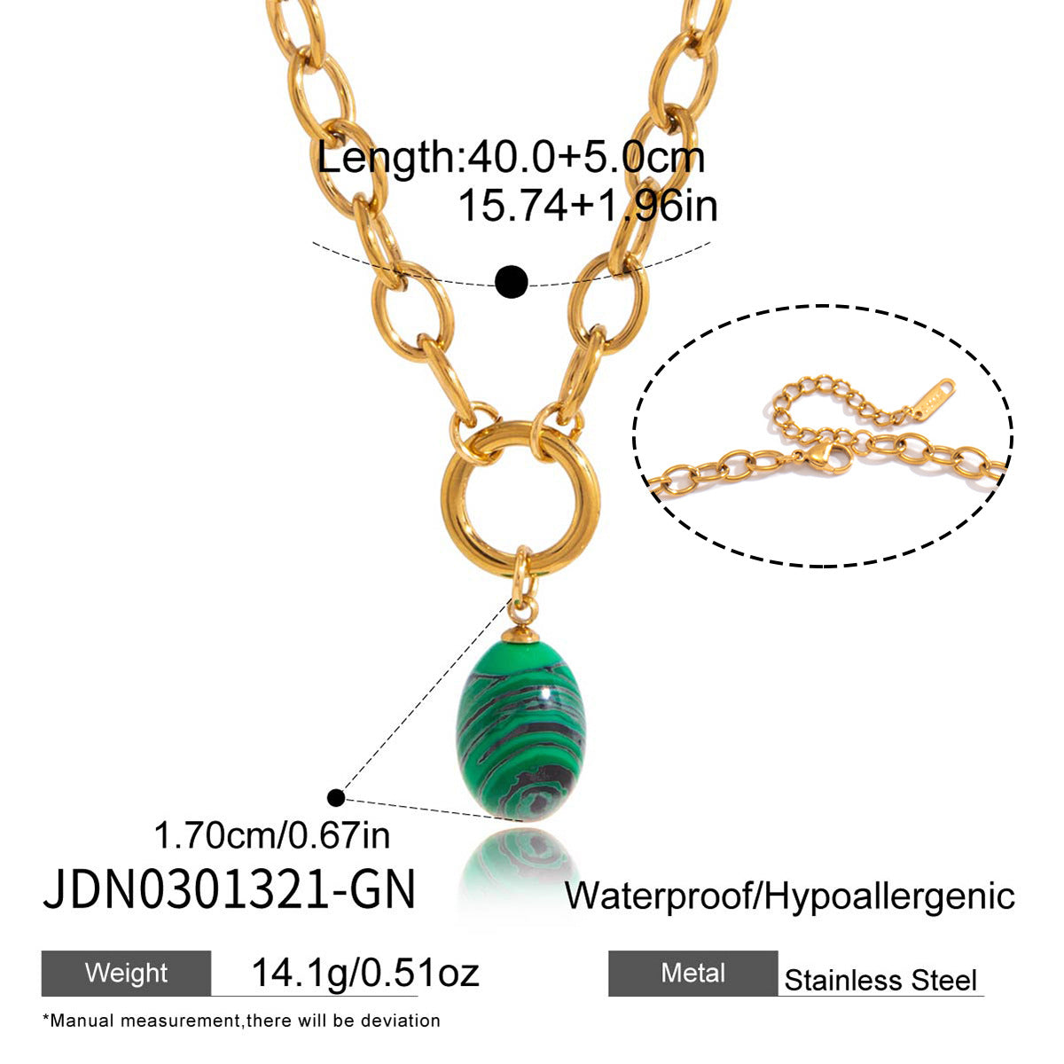 Minimalist Oval Geometric Titanium Steel Pendant Necklace Plated Stainless Steel Jewelry for Women