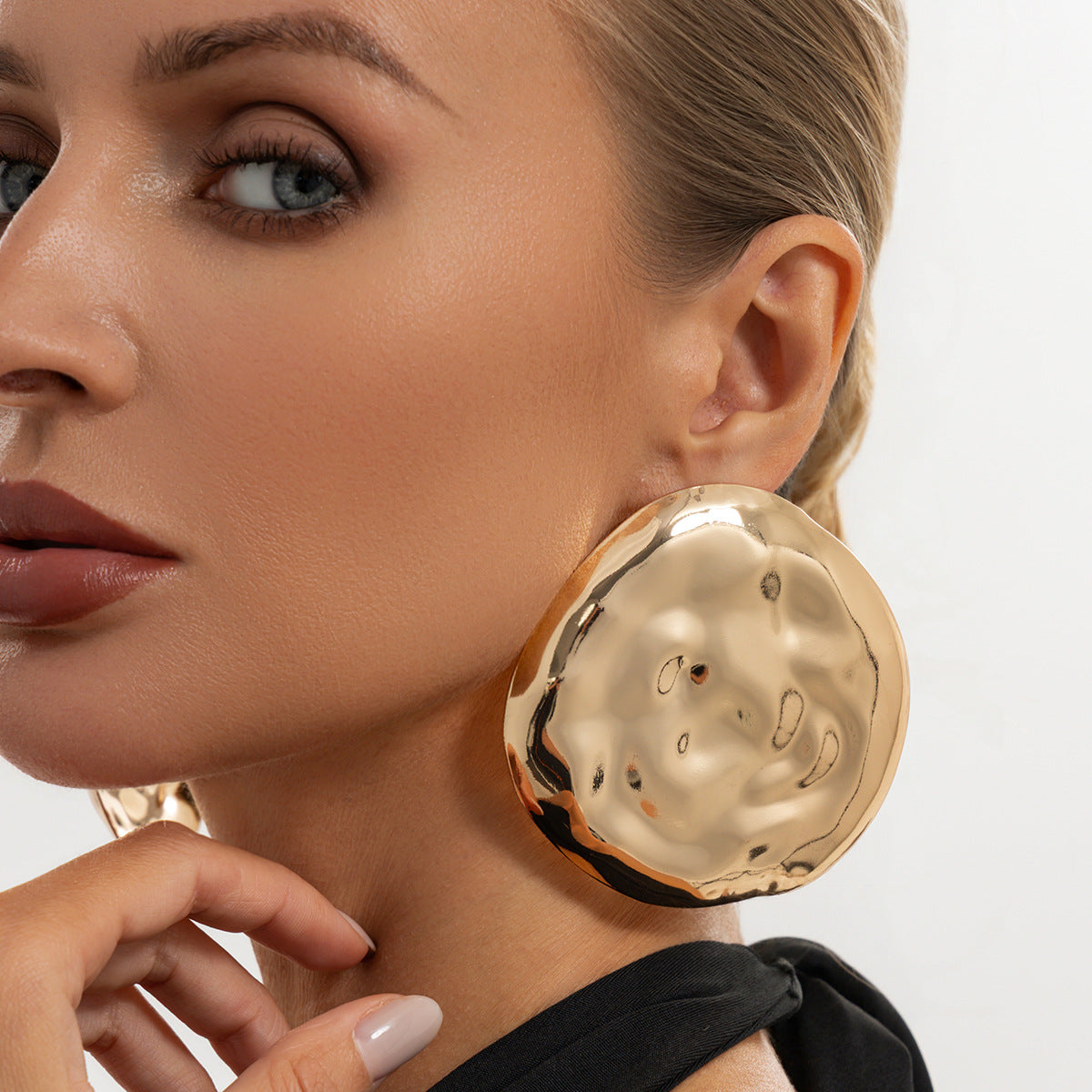 Exaggerated Geometric Round Plated Iron Earrings for Women