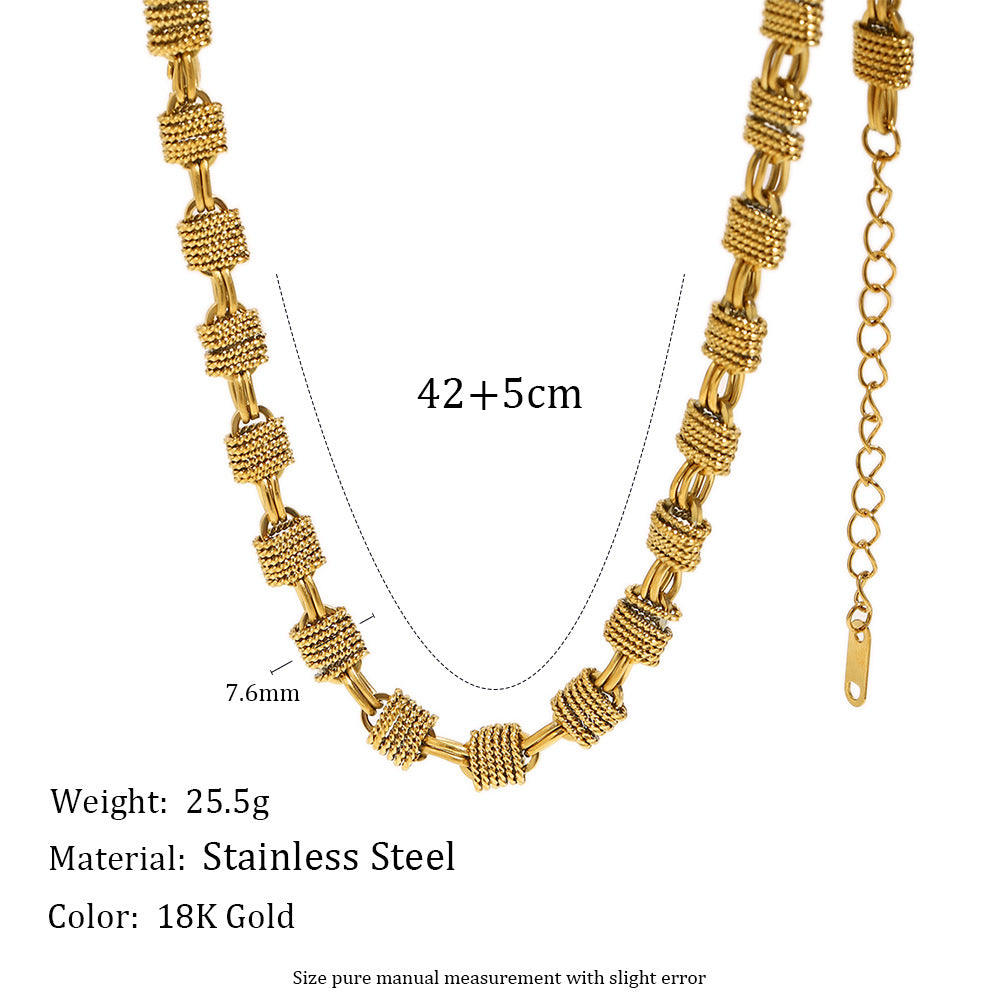 Minimalist Geometric Stainless Steel Plated 18K Gold Handmade Multi-Coil Pendant Necklace for Women