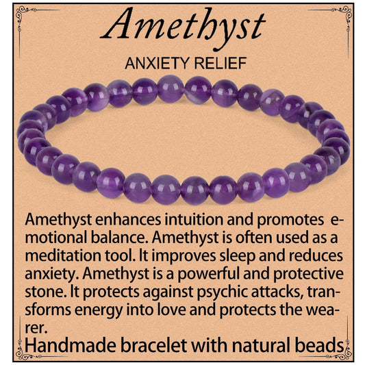 Natural Crystal Agate Round Beaded Stretch Bracelet Unisex