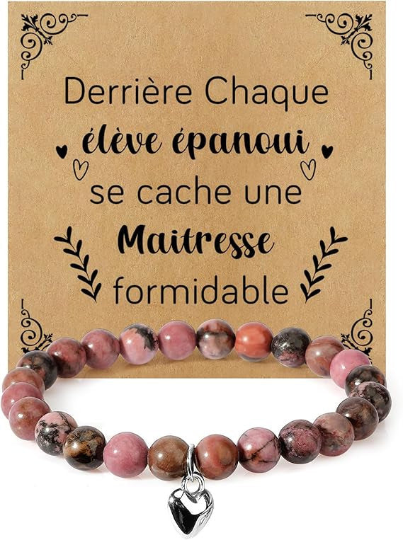 Unisex Heart Natural Stone Beaded Bracelet