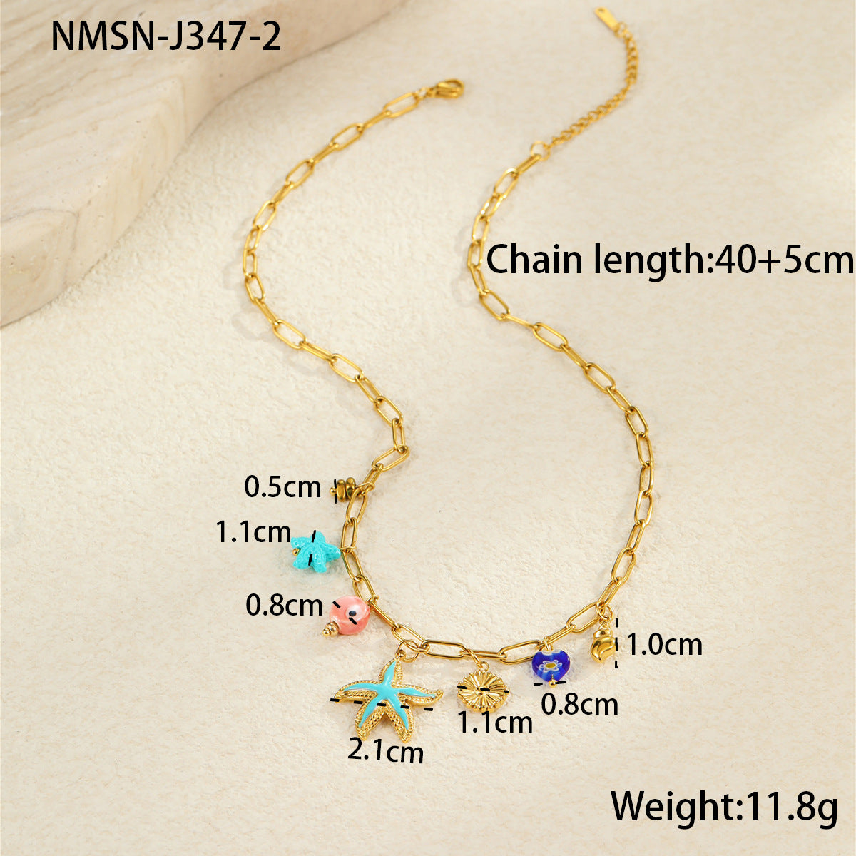 Collana alla moda in acciaio inossidabile a forma di stella con finitura smaltata da donna, gioielli Dopamine ispirati all'oceano