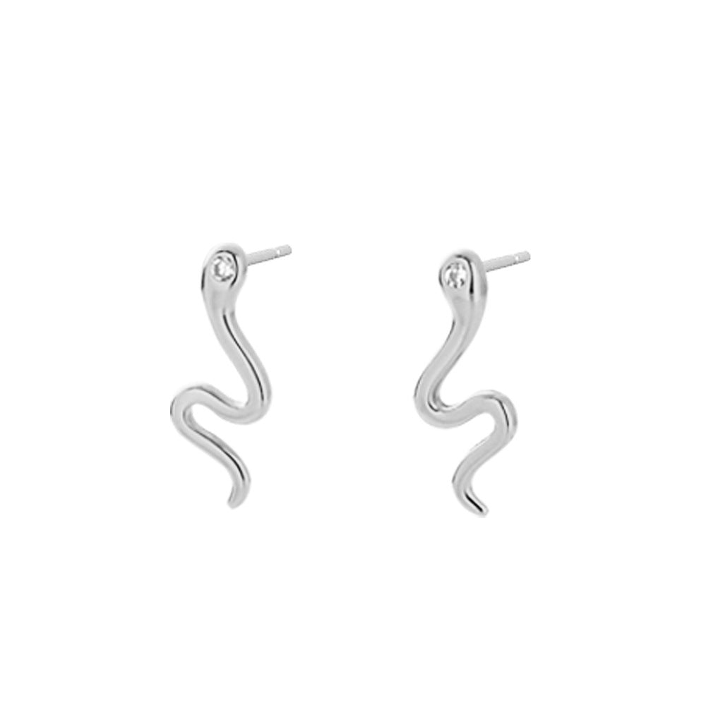 Orecchini a clip creativi a forma di animale in argento sterling S925 con intarsio di strass e finitura smaltata, unisex