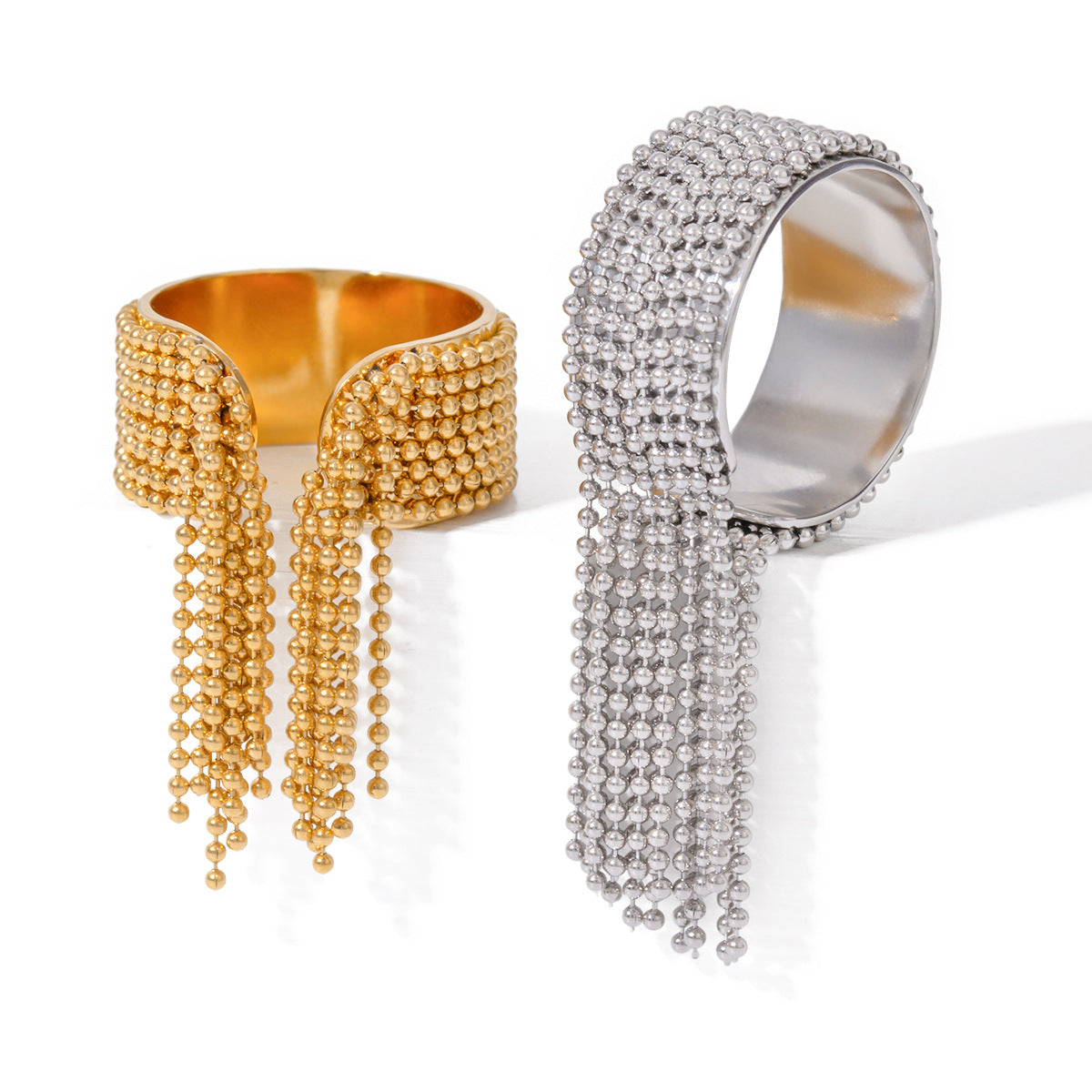 Anello in acciaio inossidabile a U stile vacanza con finitura placcata da donna