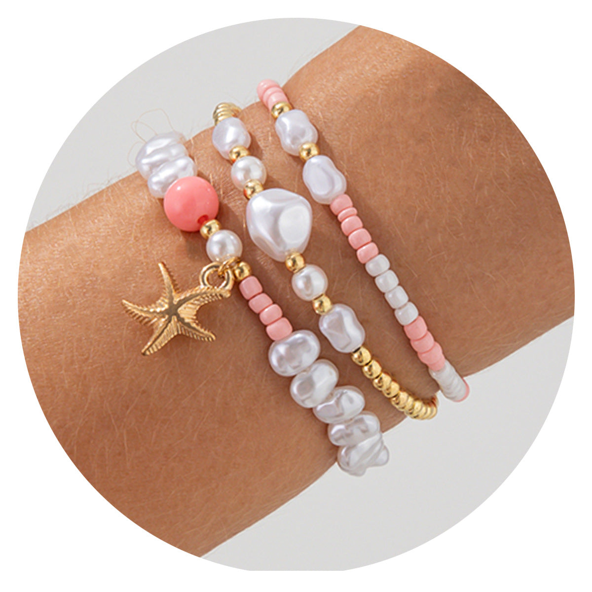 Bohemian Style Star-Shaped Beaded Bracelet for Women with Ocean-Inspired Design and Handmade Craftsmanship