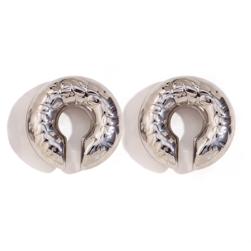 Orecchini a Clip da Donna in Acciaio Inox con Stampa Geometrica Serpente Vintage, Placcati Oro 18K