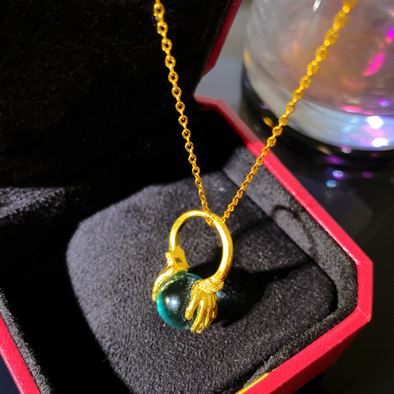 Sweet Bamboo Joint Pattern Titanium Steel Plated Necklace with Brass Pendant Cable Chain Unisex