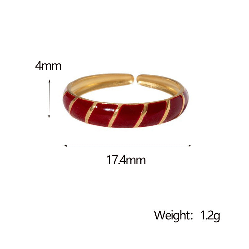 Anello geometrico regolabile in acciaio inossidabile da donna stile vintage, con finitura placcata e design dalle linee pulite