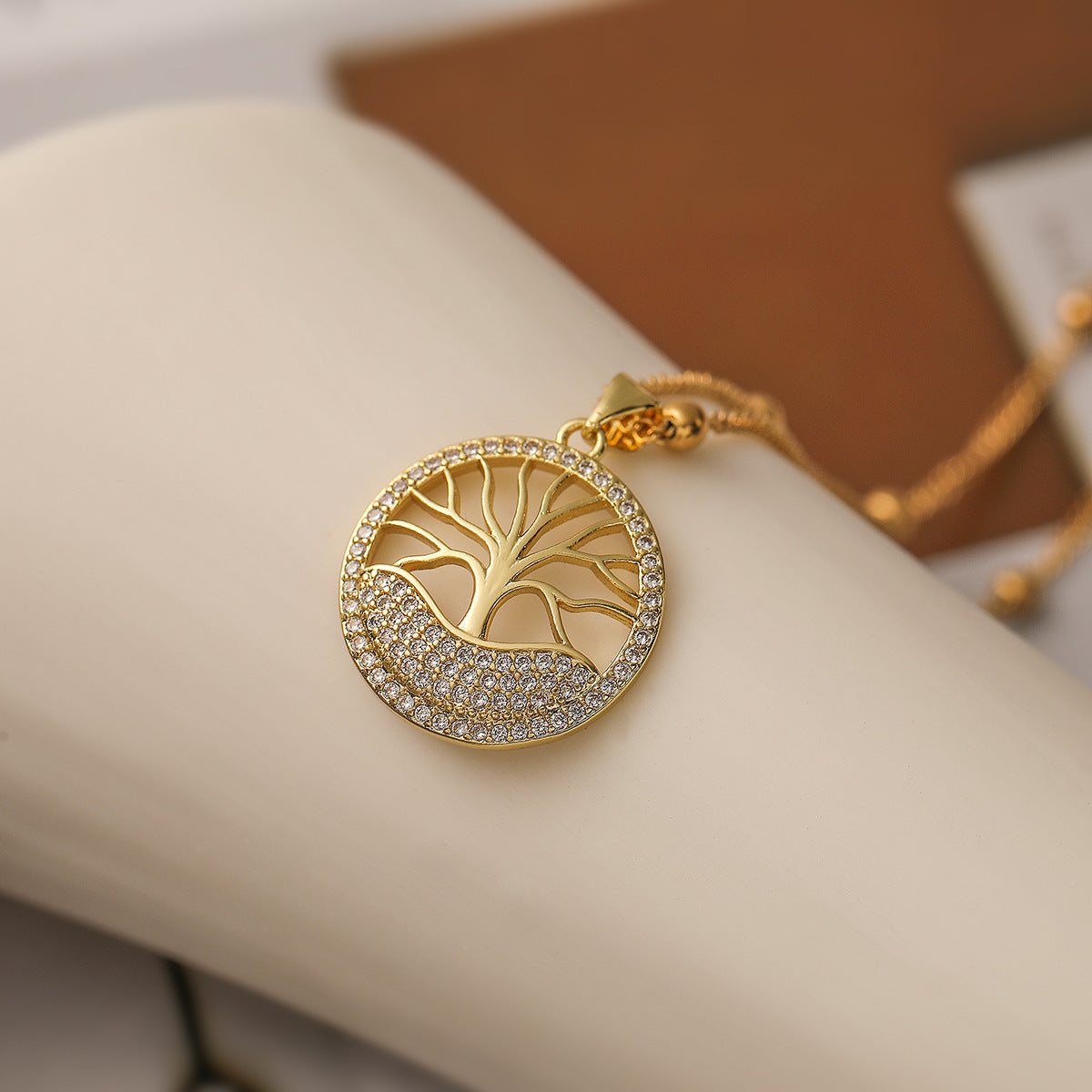 Collana con ciondolo Albero della Vita geometrico minimalista irregolare da donna in rame