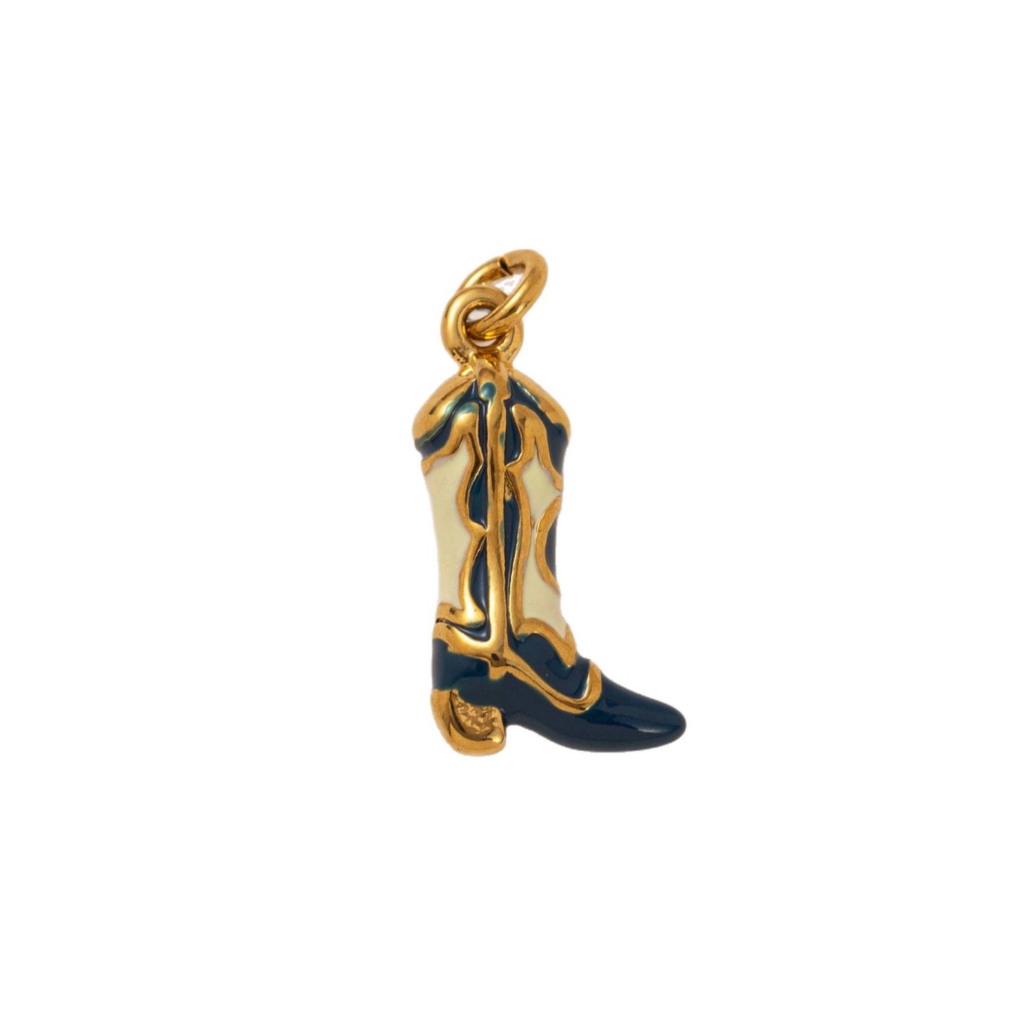 Vintage 18K Gold Plated Stainless Steel Boot Horseshoe Charm Bar