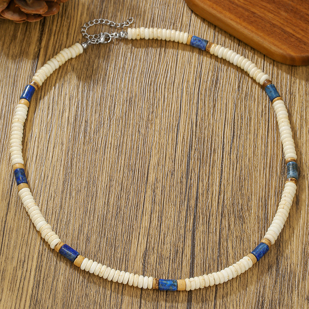 Bohemian Handmade Geometric Turquoise Lapis Lazuli Beaded Necklace for Unisex