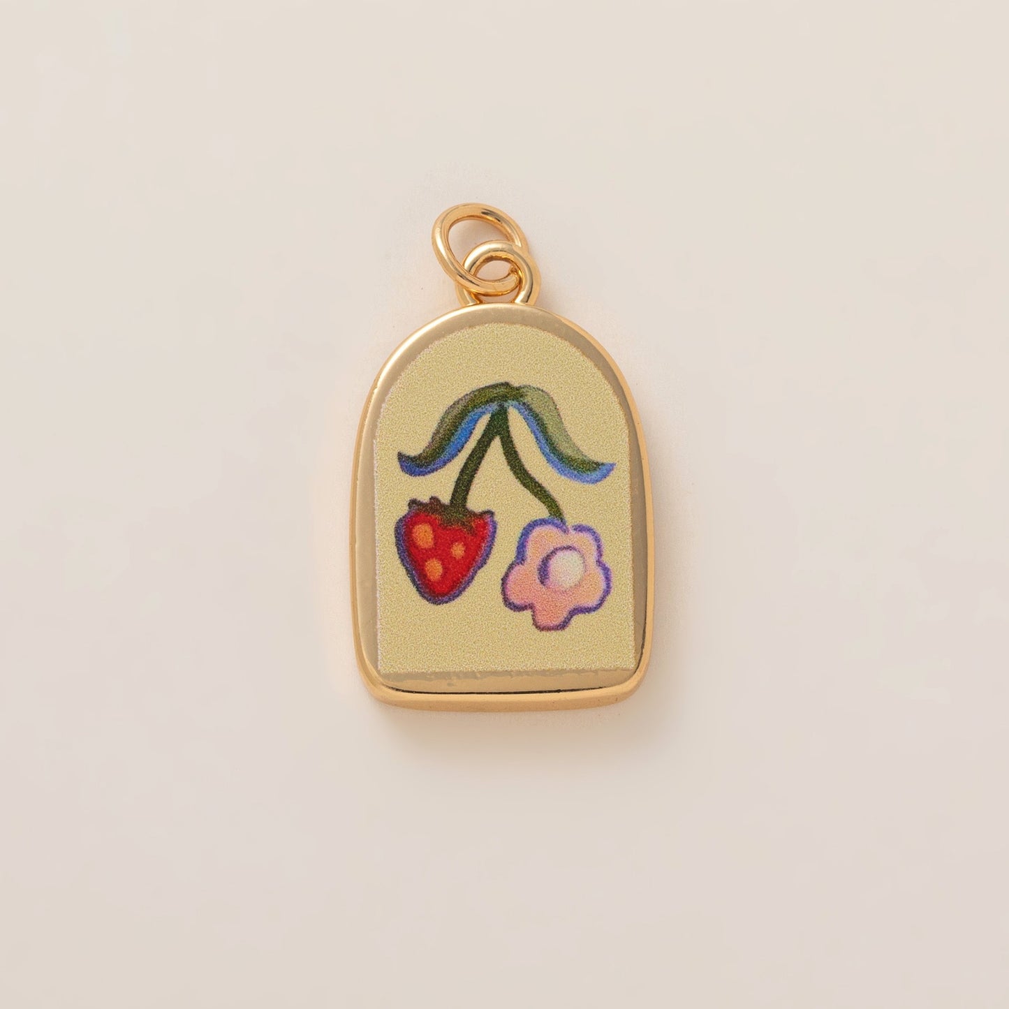Sweet Heart Plant Floral Brass Plated Shoe Charm with Ribbon Chain