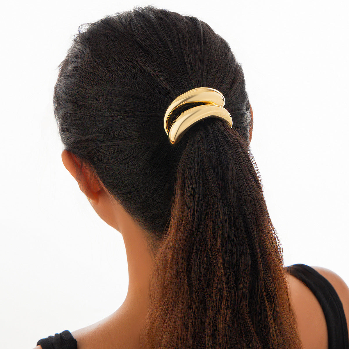 Fermacapelli geometrico quadrato minimalista in lega con finitura placcata da donna