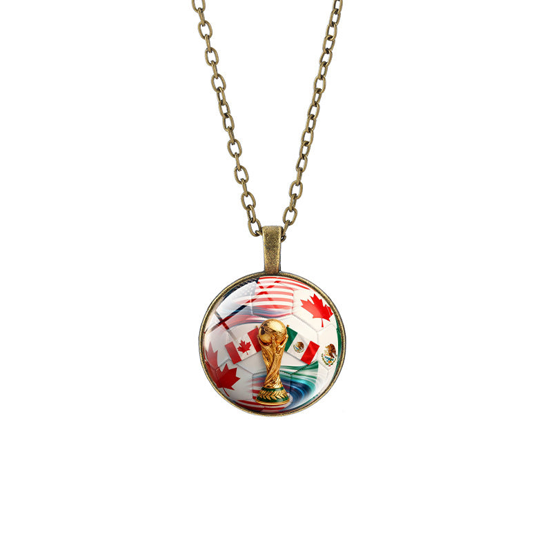 Vintage Sporty Geometric Alloy Pendant Necklace with Crystal Charm for Unisex