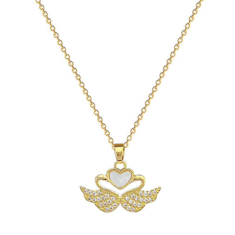 Collana con ciondolo a luna geometrica di lusso con intarsio in strass e catena in acciaio inossidabile unisex