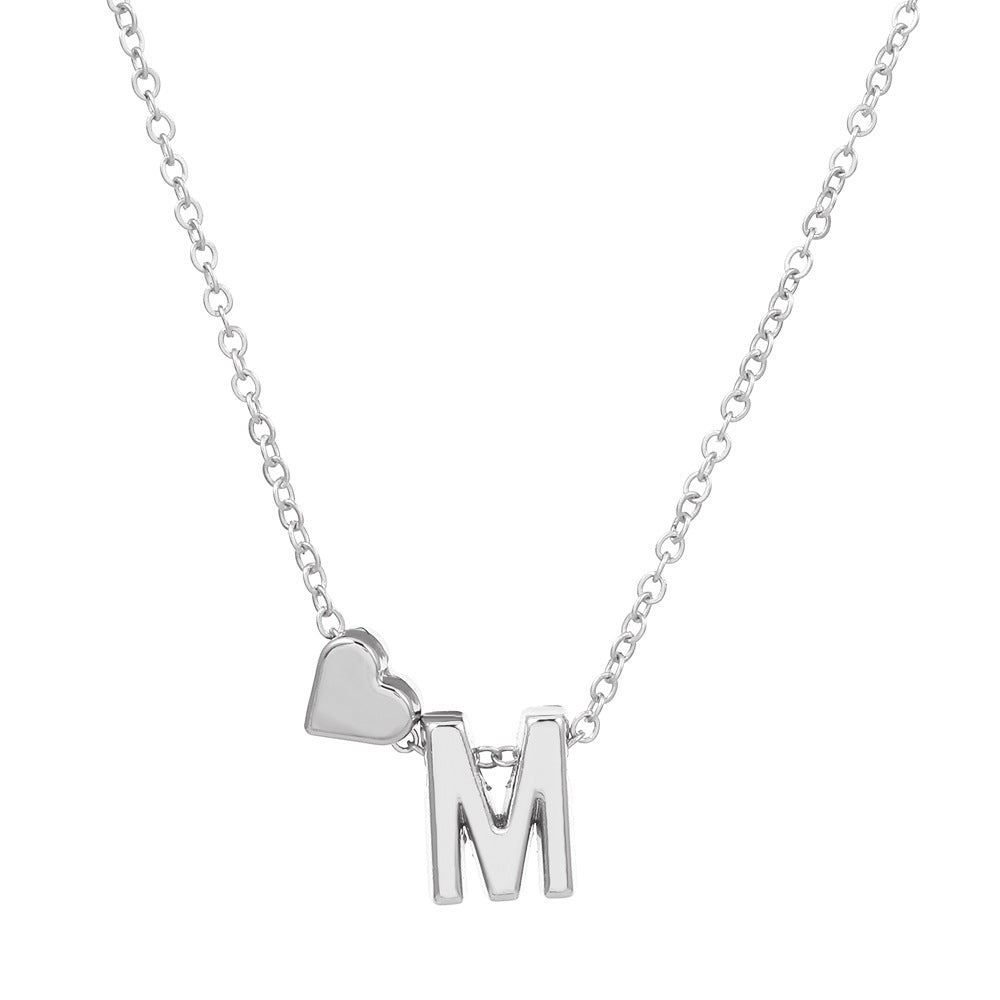 Sweet Heart Letter Alloy Plated Necklace Singapore Chain for Women