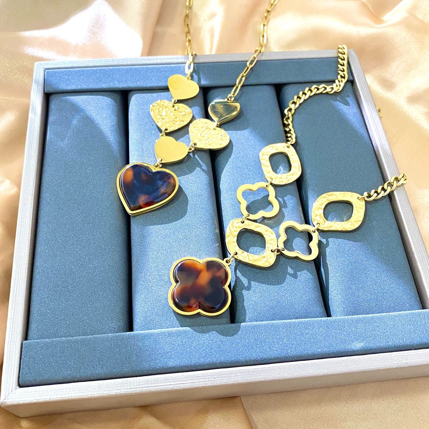 Sweet Streetwear Heart Butterfly Geometric Gradient Stainless Steel Necklace for Women
