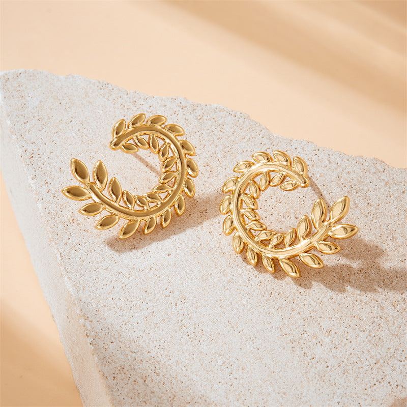 Fashion Minimalist Office Wheat Sheaf Stainless Steel Earrings