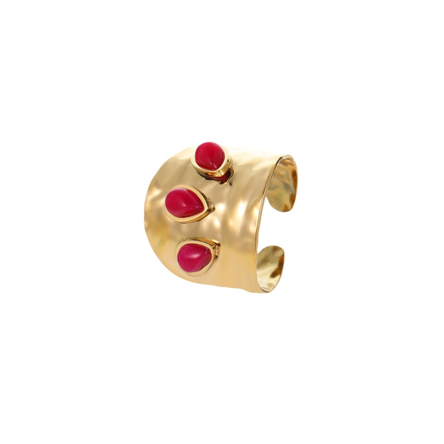 Elegante Anillo Bañado en Acero Inoxidable con Textura Geométrica Vintage Francés y Piedra Natural Incrustada para Mujer