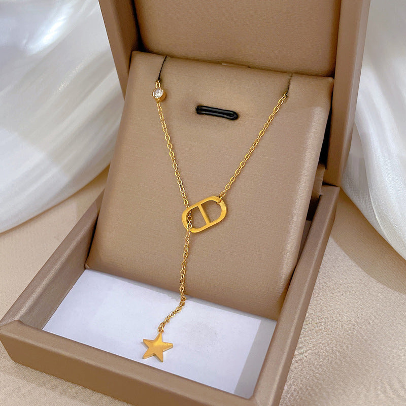Collana Minimalista Geometrica in Acciaio Titanio Placcato per Uomo e Donna Stile Fresco e Dolce
