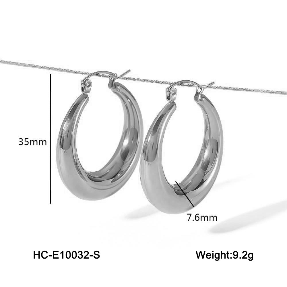 Minimalist Geometric Hollow Circle Stainless Steel Earrings with Plated Finish for Women