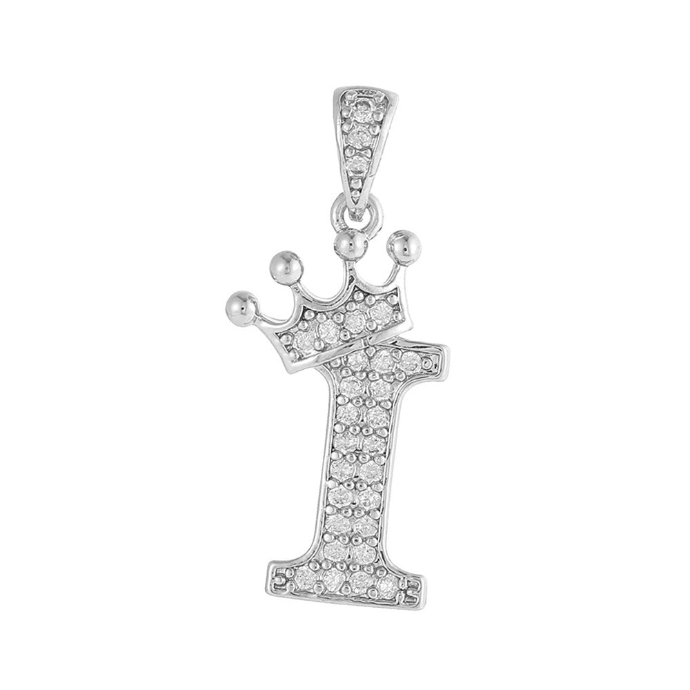 Silver Plated Brass Cubic Zirconia Inlaid Letter Charm Bar for DIY Necklace Bracelet