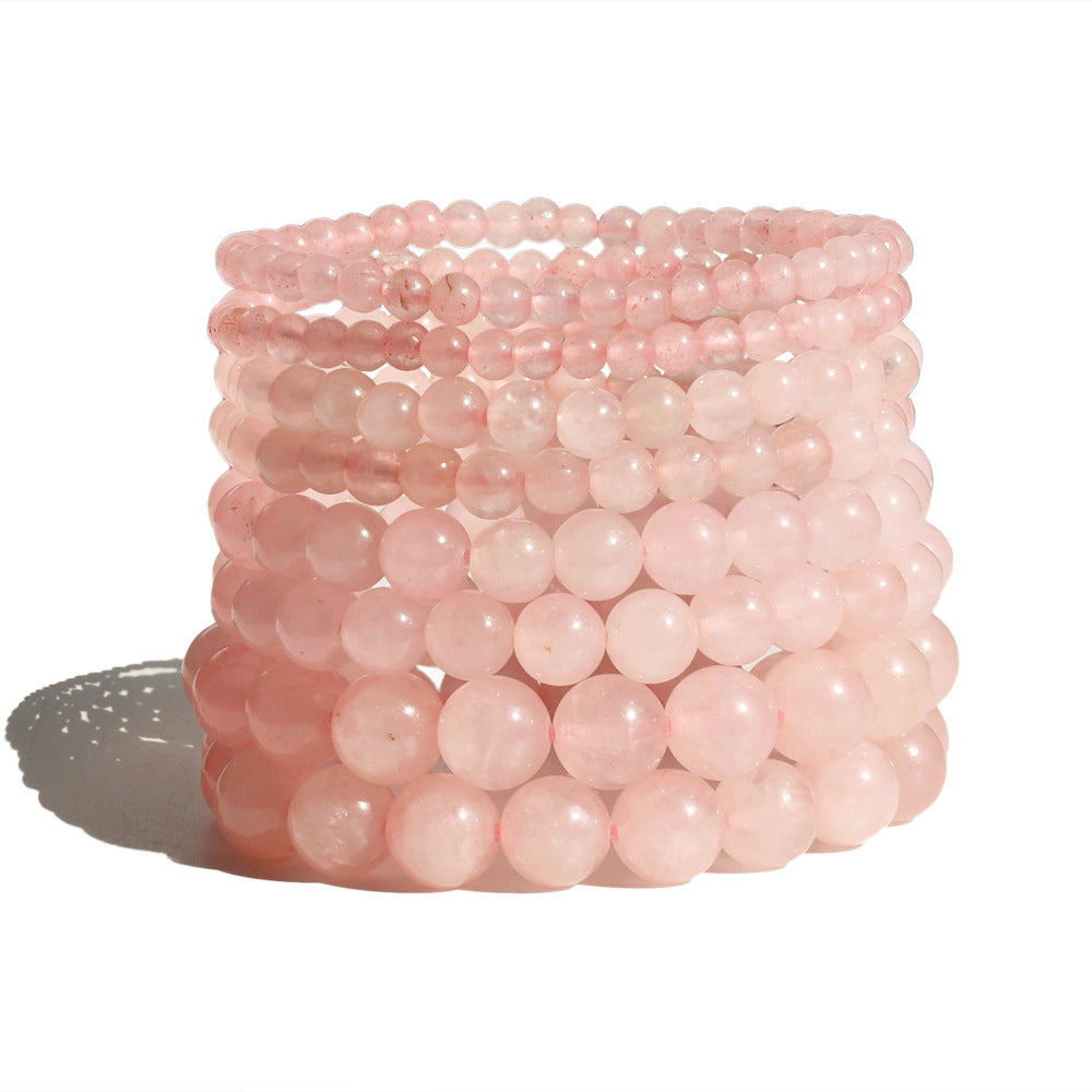 Minimalist Geometric Natural Agate Tourmaline Pink Crystal Beaded Bracelet Unisex Handmade Jewelry