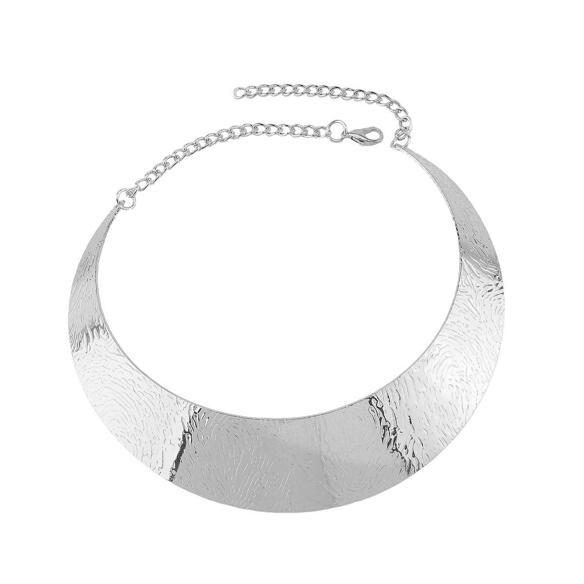 Collana girocollo da donna testurizzata a forma di anello geometrico stile punk con finitura in ferro galvanizzato