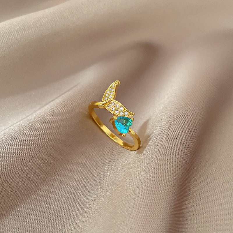Geometric Rhinestone Ring for Women Plated Brass Minimalist Open Band