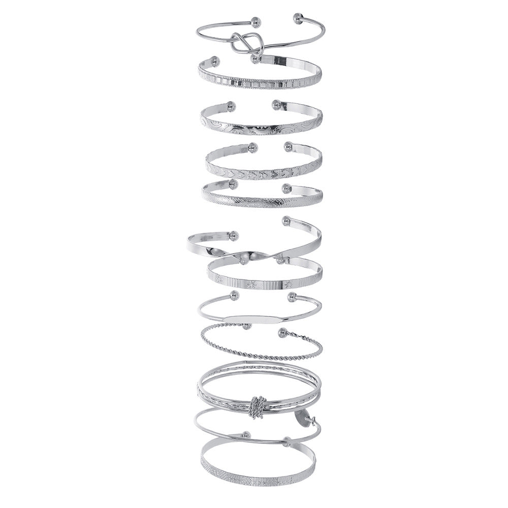 Vintage Punk Geometric Twisted Rope Iron Plated Bracelet Set