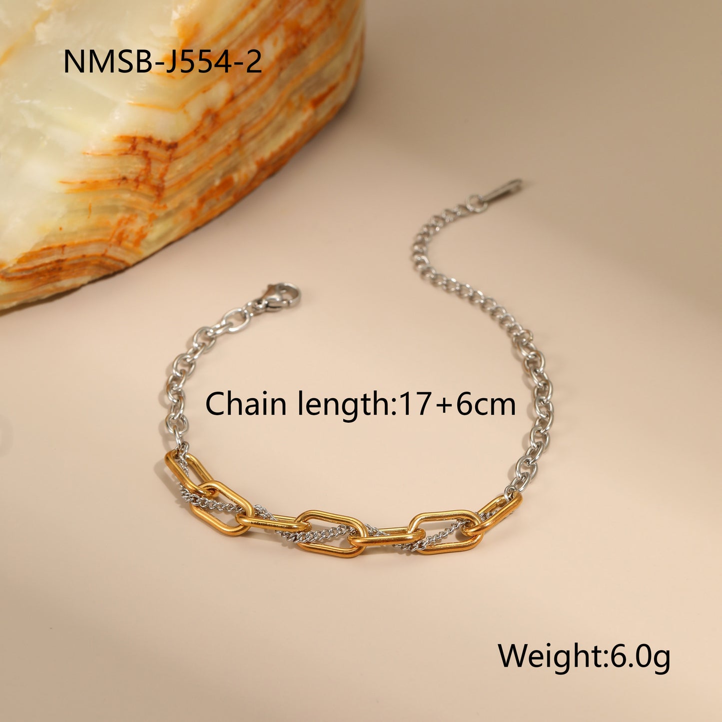 Collar de acero inoxidable con diseño geométrico y cadena chapada en oro y plata para mujer