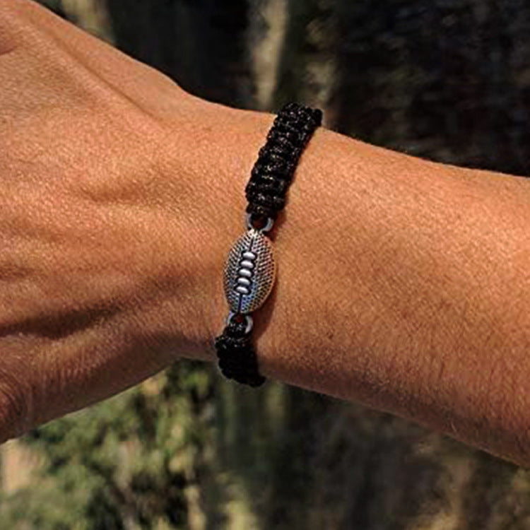 Unisex Geometric American Football Braided Cord Bracelet Adjustable Beaded Sports Wristband Gift