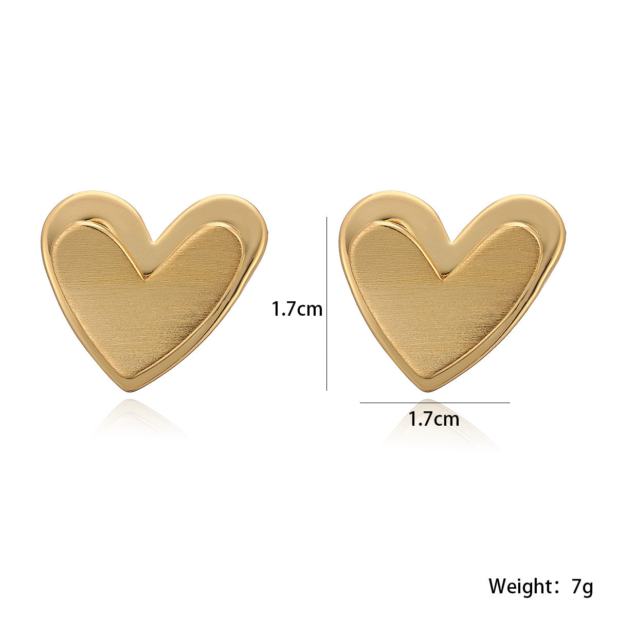Minimalist Luxury 18K Gold Plated Brushed Brass Heart Earrings for Women