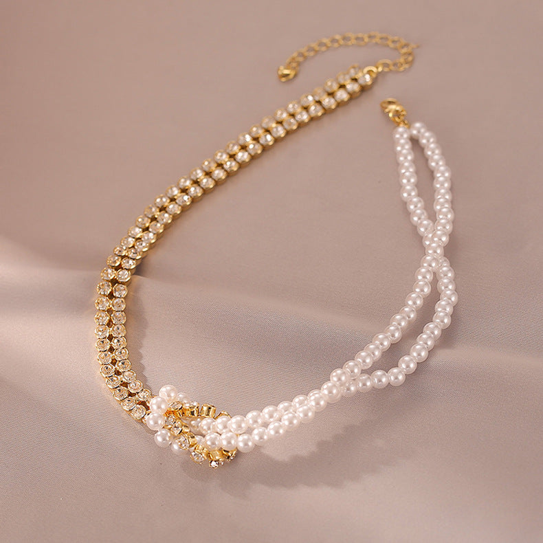 Minimalist Geometric Pearl and Alloy Pendant Necklace for Women with O-Chain Adjustable Length