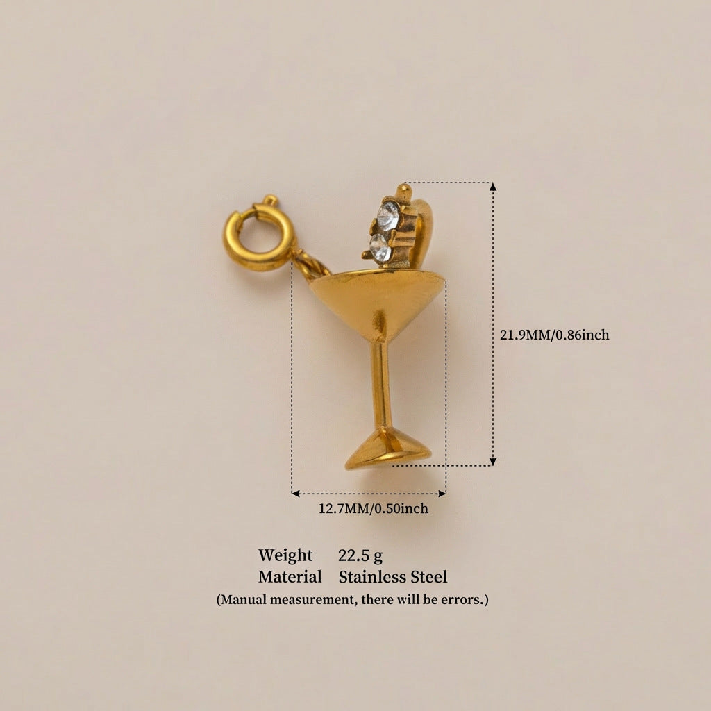 Vintage 18K Gold Plated Stainless Steel Star Pendant Charm Bar for Women