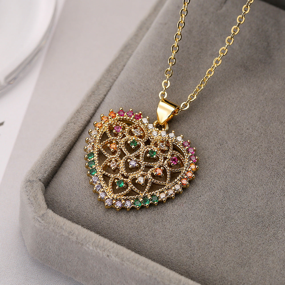 Minimalist Tree-Shaped Copper Pendant Necklace with Gold Plating and Zircon Accents for Women
