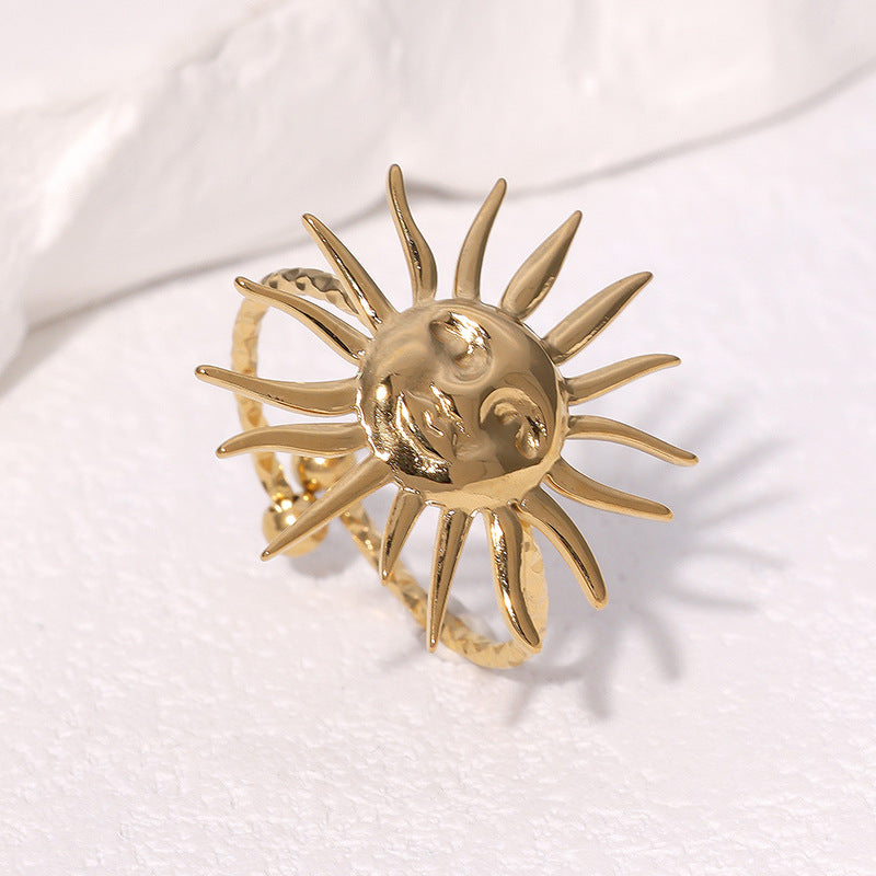 Minimalist Geometric Open Ring 18K Gold Plated Stainless Steel Irregular Design Women Jewelry