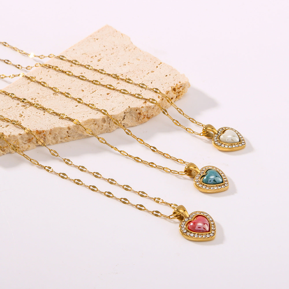 Minimalist Heart-Shaped Titanium Steel Necklace with 18K Gold Plating for Women, Hypoallergenic Locket Chain