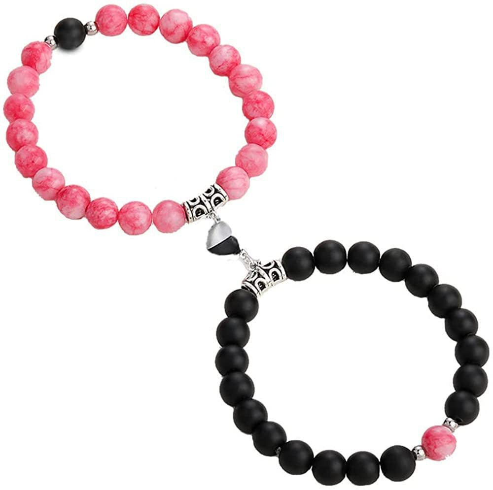Matte Alloy Heart Geometric Bracelet with Turquoise Crystal Inlay Unisex Magnetic Jewelry