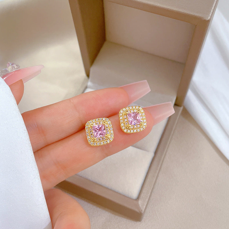Geometric Stud Earrings for Women with Plated Copper Design, Elegant Long Tassel Drop Earrings, Sweet Style Jewelry