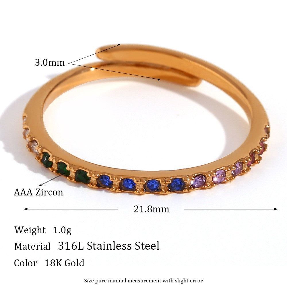 Minimalist Geometric Stainless Steel Ring Set with 18K Gold Plating for Women