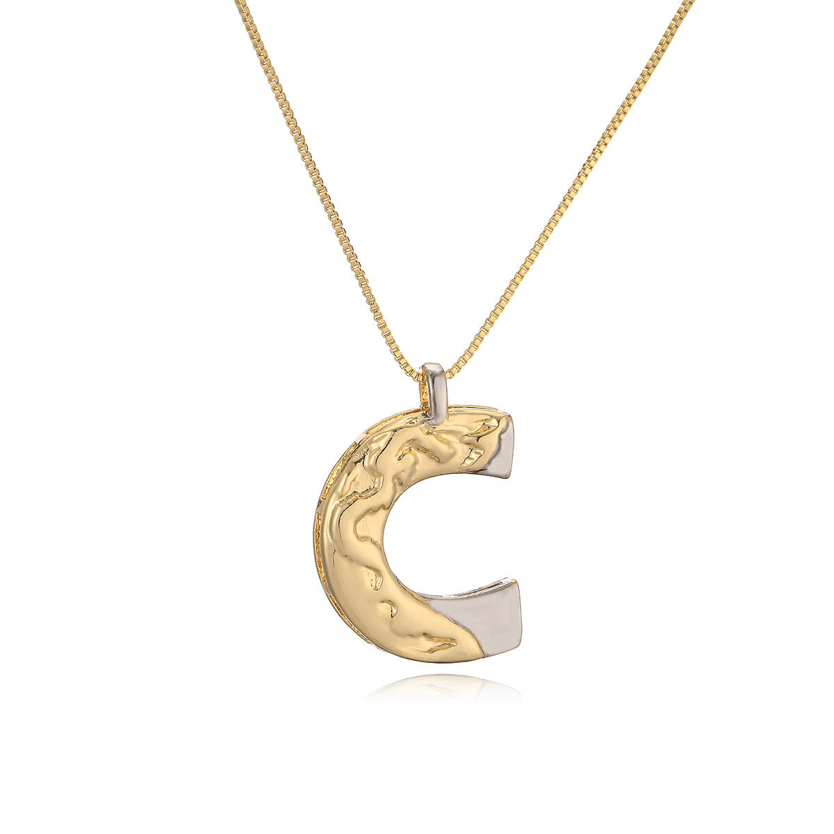 Collana con ciondolo a lettera in rame placcato oro geometrico minimalista da donna