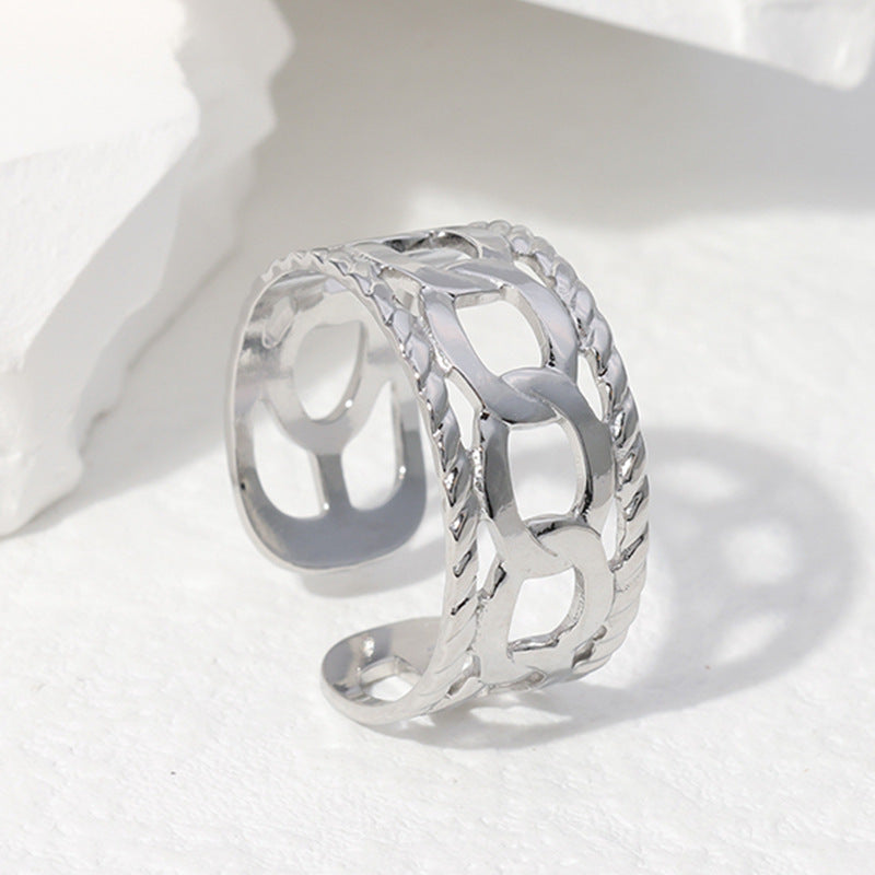 Anello Aperto Geometrico Minimalista da Donna in Acciaio Inossidabile con Placcatura in Oro 18K